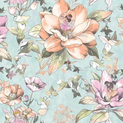 Dutch Wallcoverings - Floral Fairies Teal 13210