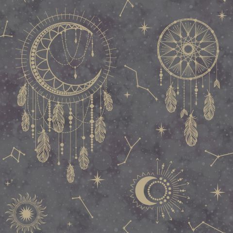 Dutch Wallcoverings - Dreamcatcher Black Gold 13330