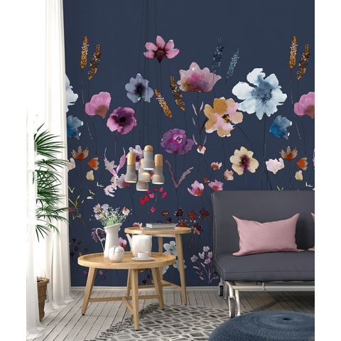 Behangexpresse Colorful Florals & Retro - Meadow Love Bleu