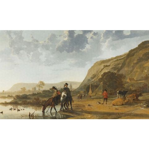 Dutch Wallcoverings Painted Memories River Landscape With Horseman