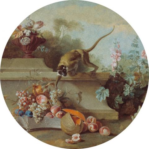 Painted Memories II Still Life with Monkey, Fruits and Flowers 8070C