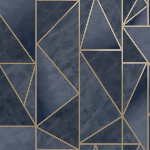 Dutch Wallcoverings First Class Utopia - Charon Navy Gold 91143