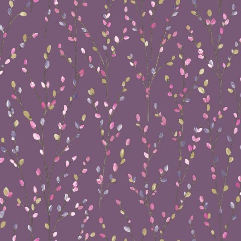 Dutch Wallcoverings The Enchanted Garden Catkins Plum Pink Lime 98972