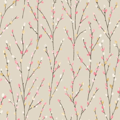 Dutch Wallcoverings The Enchanted Garden Catkins Coral Mustard 98975