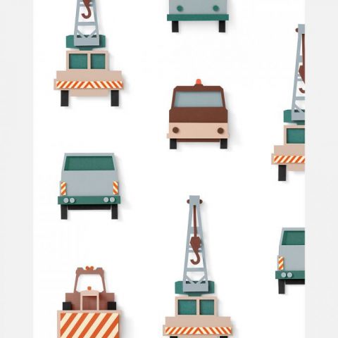 Studio Ditte Crane truck wallpaper white