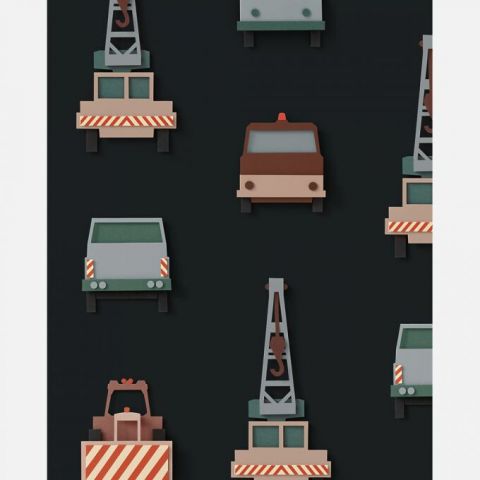 Studio Ditte Crane truck wallpaper dark