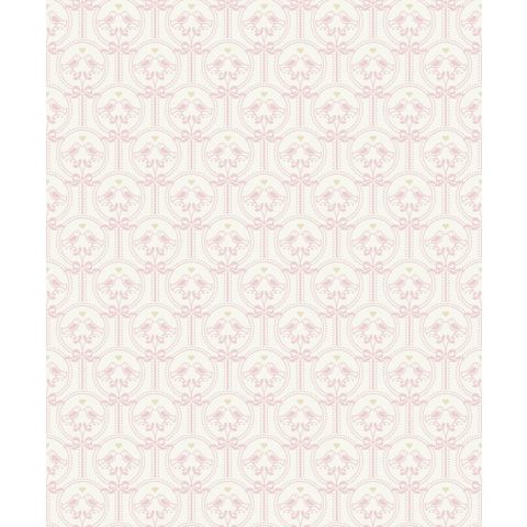 Dutch Wallcoverings - Little Kids- Oiseaux roze/wit JS3205