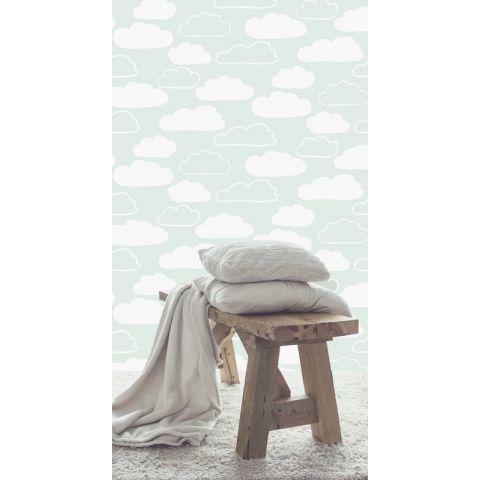 Clouds non-woven green/white